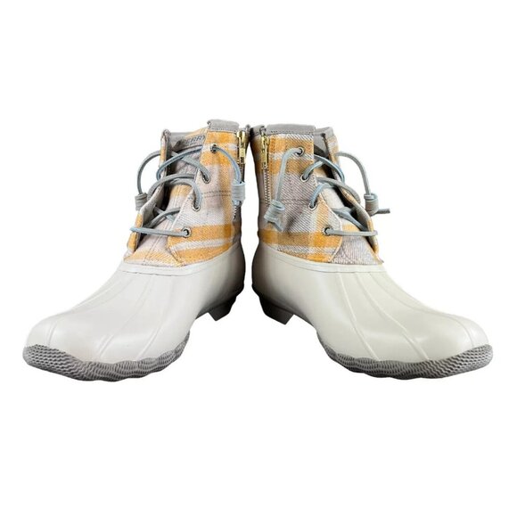 Sperry Top-Sider Saltwater Plaid Ivory Duck Boots Women's Sizes 5.5 - 11 M - Picture 8 of 9